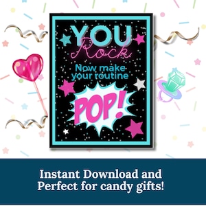 Cheer Printables | Gift for Cheer team | Pop Rock Gift Tag