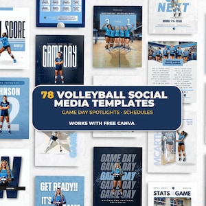 Volleyball Templates Bundle | 78 Social Media Templates for Teams | Game Day, Player Spotlights, Schedules