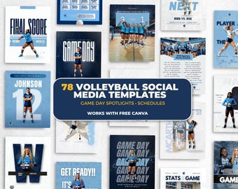 Volleyball Templates Bundle | 78 Social Media Templates for Teams | Game Day, Player Spotlights, Schedules
