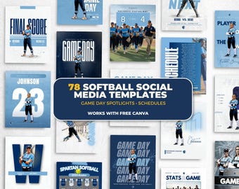 Softball Templates Bundle | 78 Social Media Templates for Teams | Game Day, Player Spotlights, Schedules -  – Works with Canva