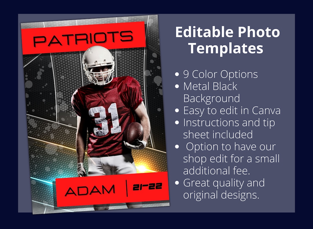Sports Team Photo Template Sports Trading Card Canva Template Editable