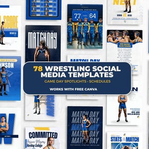 Wrestling Templates Bundle | 78 Social Media Templates for Teams | Game Day, Player Spotlights, Schedules