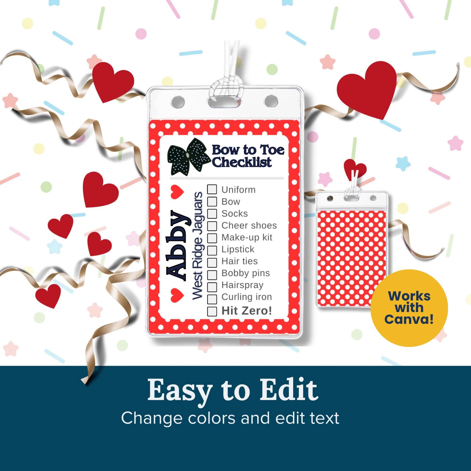 Cheer Team Checklist: Customizable Bow to Toe List (digital 