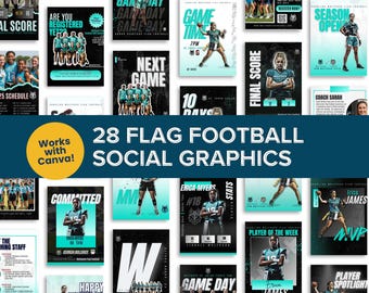 Flag Football Social Media Templates: Editable Graphics (Digital Download)