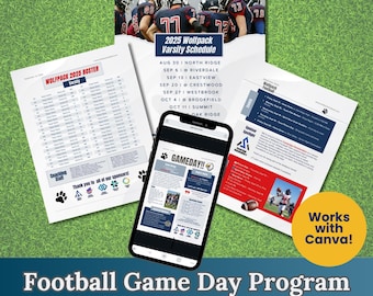 Editable Football Game Day Program Template: High School Sports