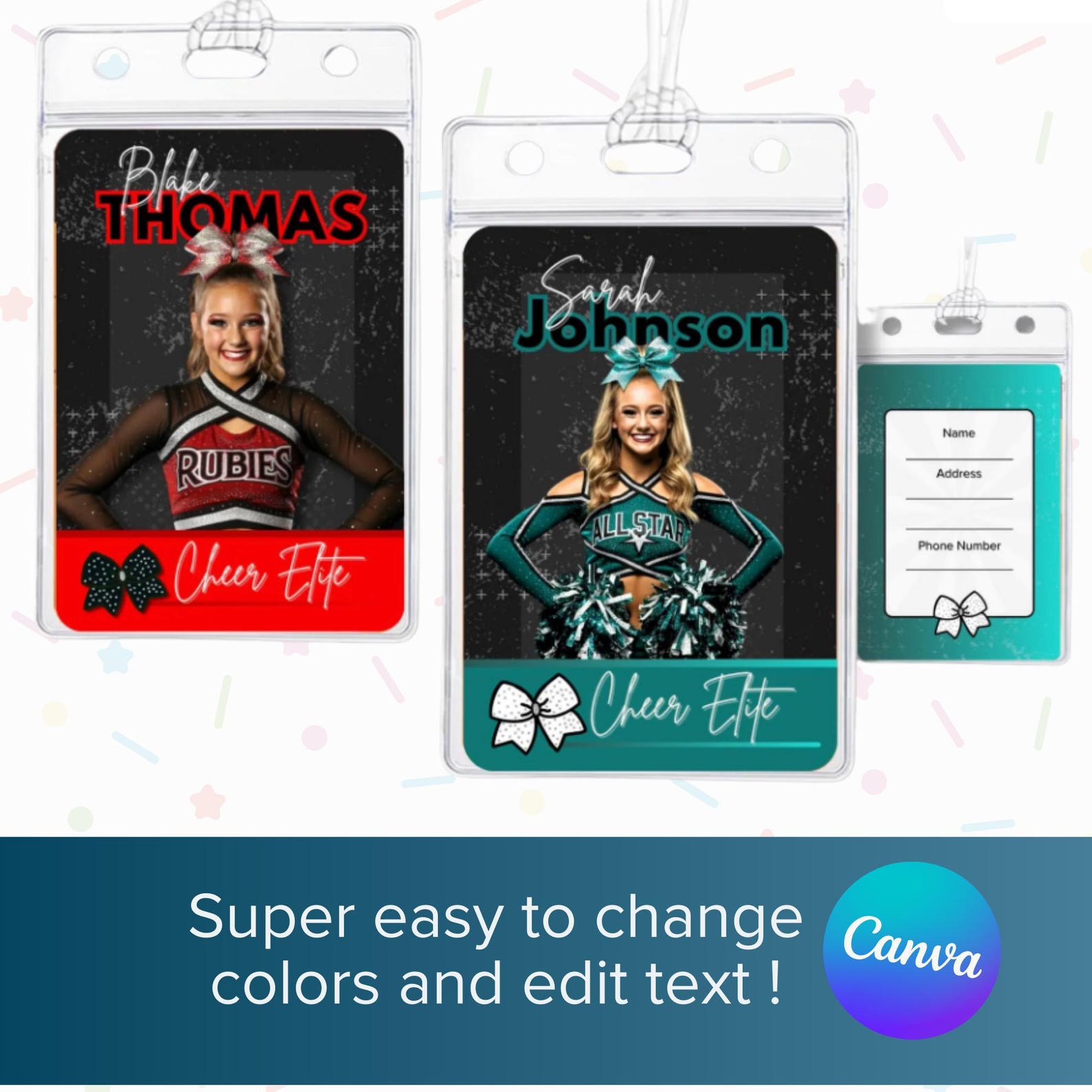 Cheer Backpack Tags Editable Cheer Bag Tags Template | Personalized Cheerleading Tags With ...