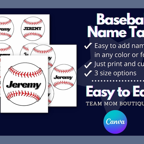 Baseball Name Tags | Baseball Printables | Baseball Team Ideas | Editable Dugout  Tags