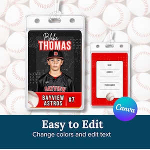 Bearbeitbare Baseball-Taschenanhänger - Anpassbare Sporttaschen-Anhänger - DIY-Vorlage für Teams - personalisierte Baseball-Geschenke