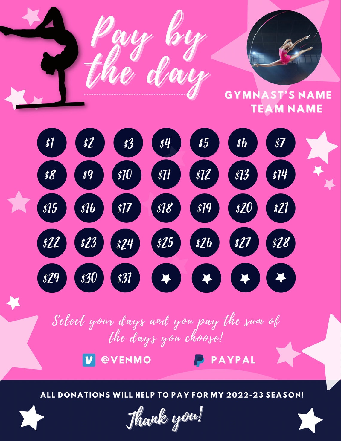 Gymnastics Calendar Fundraiser Gymnastics Fundraiser Etsy
