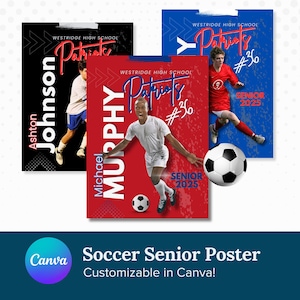 Soccer Senior Night Poster Template | Customizable Canva Soccer Senior Banner