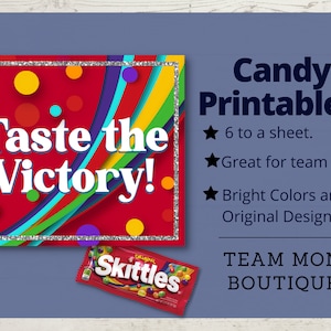 Team Printables | Team Gift Ideas | Taste the Victory | Candy Team Gift Printable