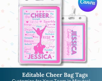 Redigerbar cheerleader-tagg: Anpassat Word Art-ID (utskrivbart)