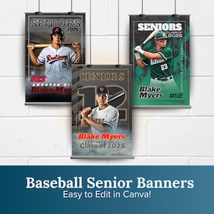 Banner personalizzato per senior di baseball 2025 - Poster stampabile digitale per la serata senior