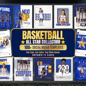 Mallar för sociala medier för basket: 100+ redigerbara Canva-designer, All Star-kollektionen