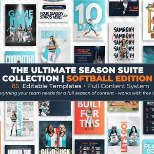 Softball Templates Bundle, Sports Graphics, Game Day, Player Spotlight -  – Works with Canva