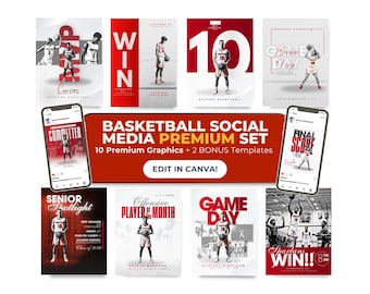 de basket-ball pour réseaux sociaux | Game Day, Player Spotlight (numérique) - - Compatible avec Canva