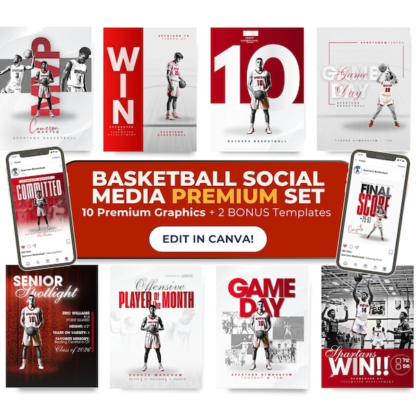Basketball Social Media Templates | Game Day, Player Spotlight (Digital) -  – Works with Canva