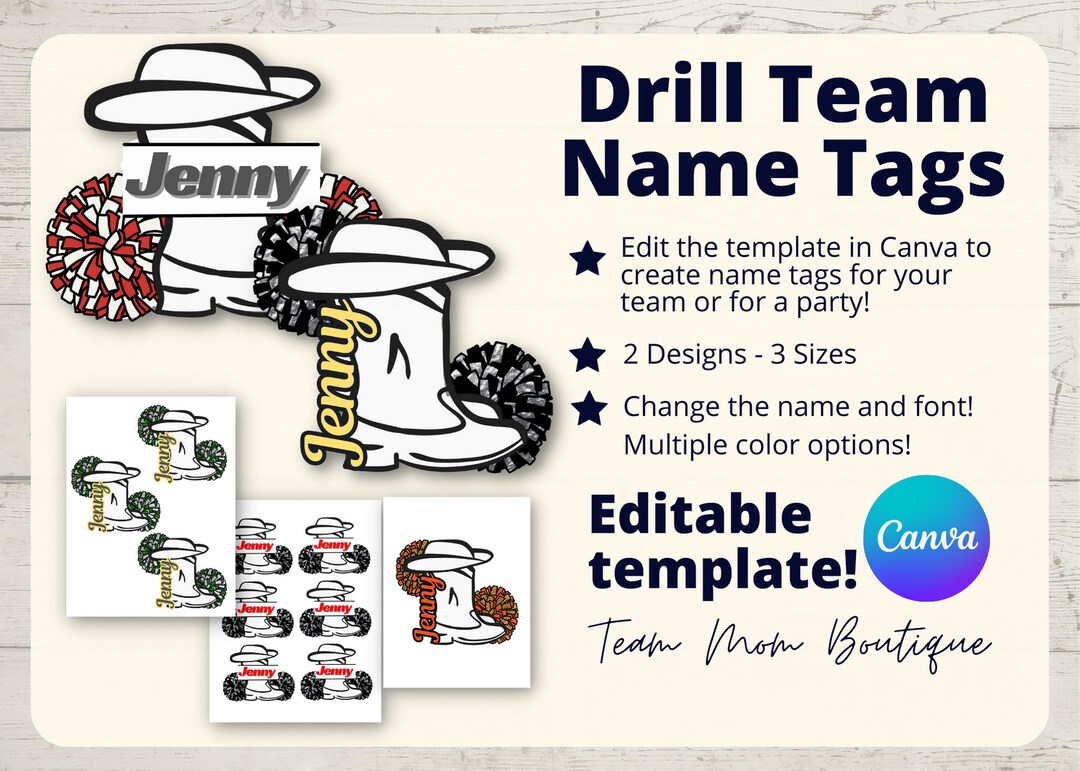 Drill Team Name Tags Drill Team Printables Drill Team Ideas Editable