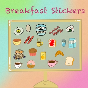 Breakfast Digital Planner Stickers Cute Food for Bullet Journal and Stickers