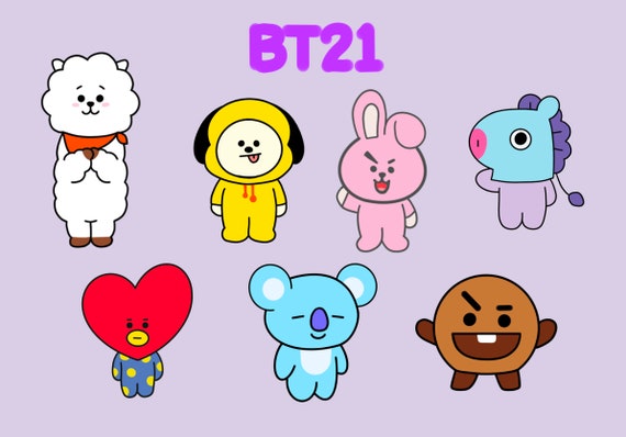 Bts Bt21 Digital Stickers Bangtan Tata Cooky Mang Rj Shooky - Etsy