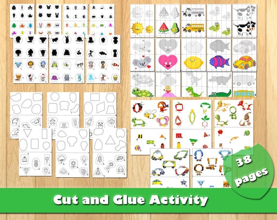 Cut and Glue Activities Cut and Paste Worksheets 38 Printable | Etsy