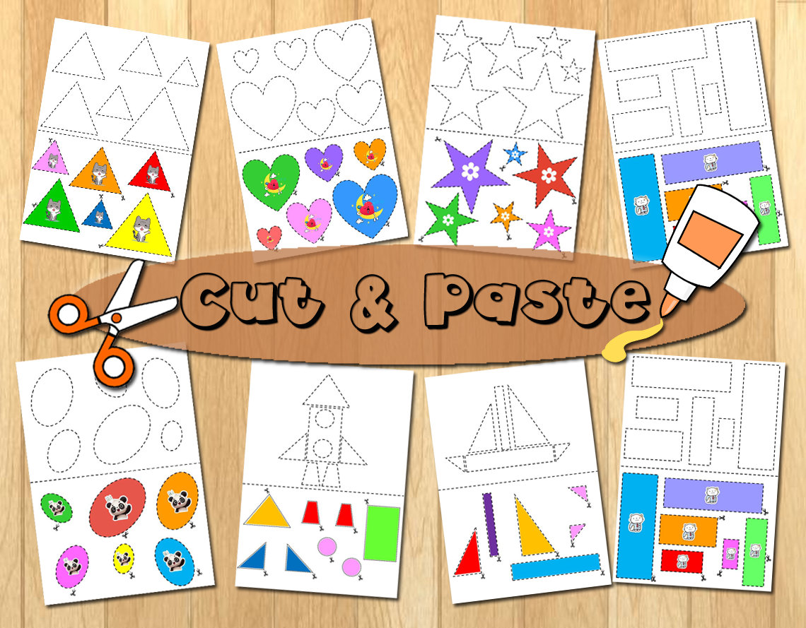 Montessori Cut and Glue Preschool Printables Cut and Paste Kindergarten