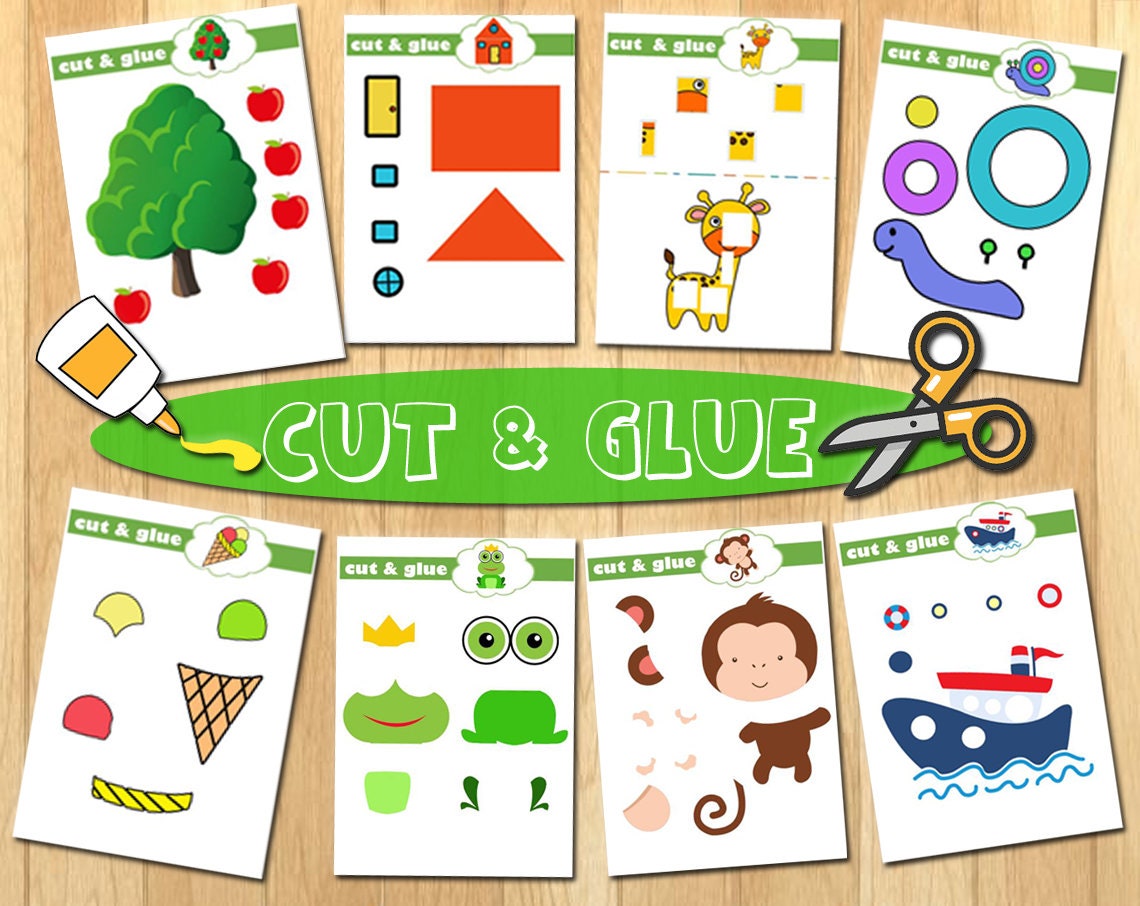 cut paste worksheets etsy