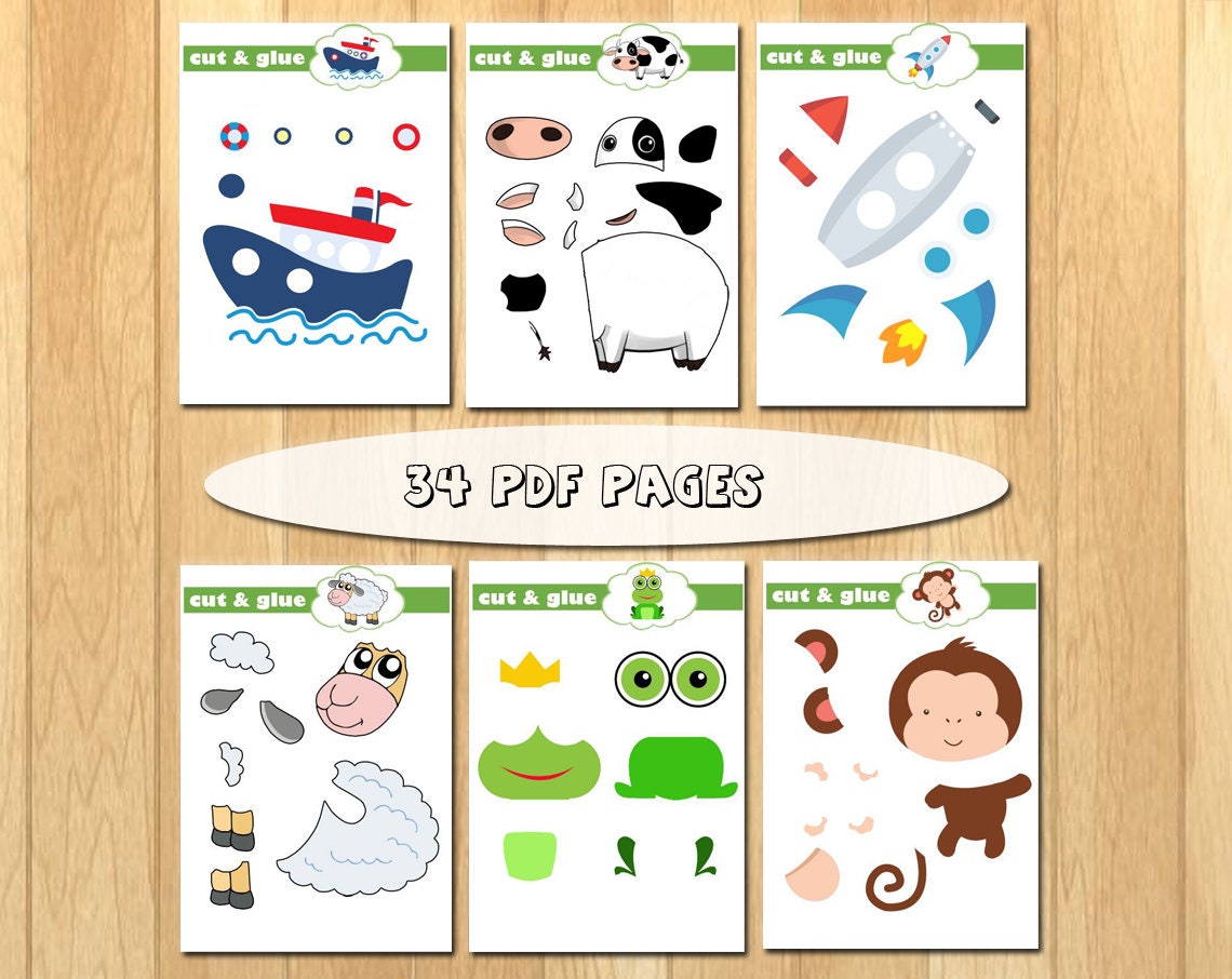Montessori Cut and Glue Preschool Printables Cut and Paste Kindergarten ...