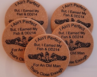 Navy Submariner Cork Coasters (Set of 5)