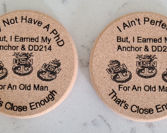 Navy Chief Cork Coaster Set of 5 (Man or Lady)