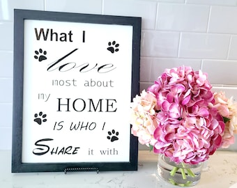 Dog Home Decor Sign - Framed Laser Engraved Art, Furry Friends