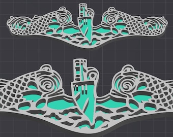 US Naval Submarine Warfare Dolphins. 3D Prints. Gold/Silver/Multi Color