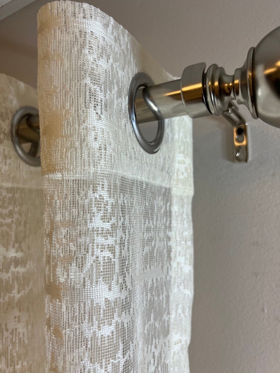 Sheer Lace Curtains Grommet Panel SNOWY 2 Color cream Etsy