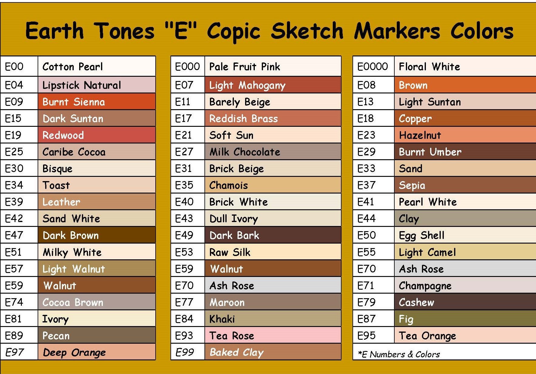 COPIC Sketch Marker Earth/Skin Tones (Individual)