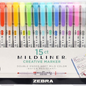 Zebra Pen Mildliner Double Ended Highlighter Set of 5 Colors Broad and Fine  Point Tips 