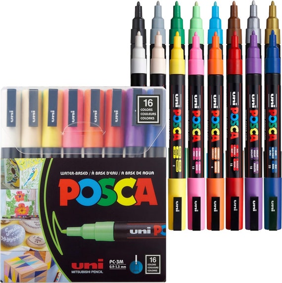 Posca Paint Marker Pen - PC-5M Extra Fine 1.8-2.5 mm, 16 Colors