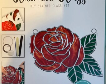 American Crafts Stained Glass Kit #34017600 Red Rose