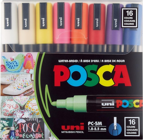 Posca Marker, no. PC-3M, line 0,9-1,3 mm, black, gold, silver, 12