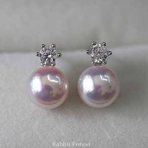 Princess Diana Kate Middleton Elegant Edison Pearl & Diamond Earrings Studs, Special Oval Freshwater Pearl Pearls Earrings, Cubic Zirconia