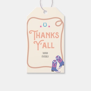 Rodeo Birthday Party Favor Tag, Thank You Tag, Western Theme, Printable, Editable, INSTANT DOWNLOAD