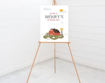 Farm Birthday Party Welcome Sign, 18x24, 24x36, Poster, Farm Animals, Printable, Editable, INSTANT DOWNLOAD