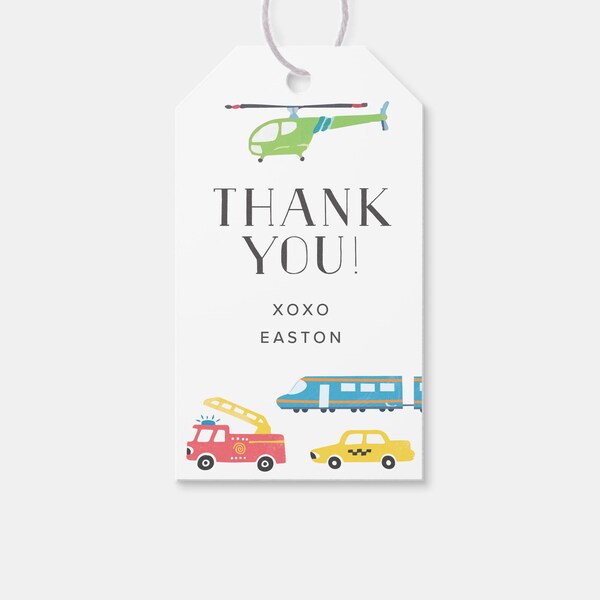 Planes Trains Automobiles Party Favor Tag, Thank You Tag, Transportation Theme, Editable, INSTANT DOWNLOAD