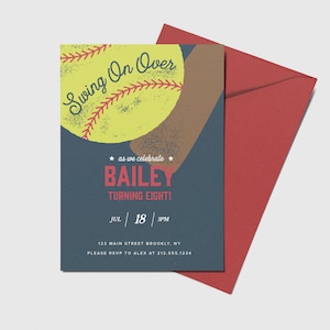 Softball Birthday Party Invitation, Softball Party, Printable, Editable, INSTANT DOWNLOAD
