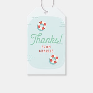 Pool Party Favor Tag, Thank You Tag, Gift Tag, Summer Celebration, Swimming Birthday Theme, Printable, Editable, INSTANT DOWNLOAD