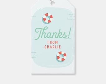 Pool Party Favor Tags: Editable Summer Birthday Gift Tags (Digital Download)