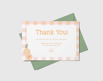 Peach Birthday Thank You Card: Editable Printable (Instant Download)