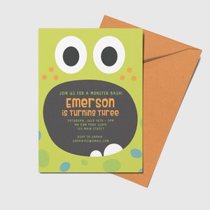 Monster Birthday Party Invitation, Printable, Editable, INSTANT DOWNLOAD