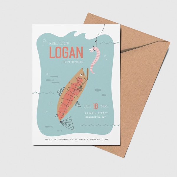 Printable Fishing Theme 1st Birthday Invitation - Etsy