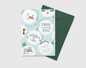 Snowman Birthday Party Invitation, Snowballs, Snow Much Fun, Winter Birthday, Printable, Editable, INSTANT DOWNLOAD