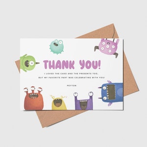 Calling All Monsters Birthday Party Thank You Card, Printable, Editable, INSTANT DOWNLOAD